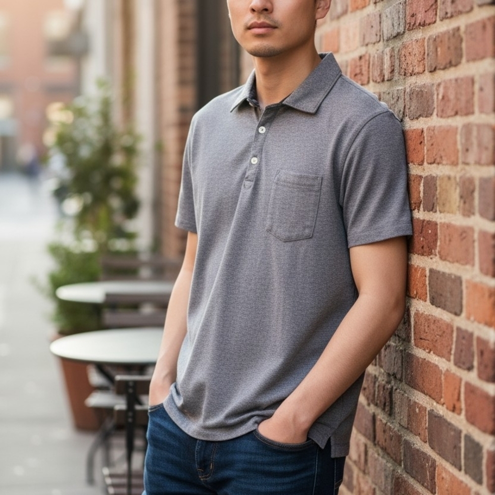 Buffalo David Bitton Gray Heather Short-Sleeve Polo